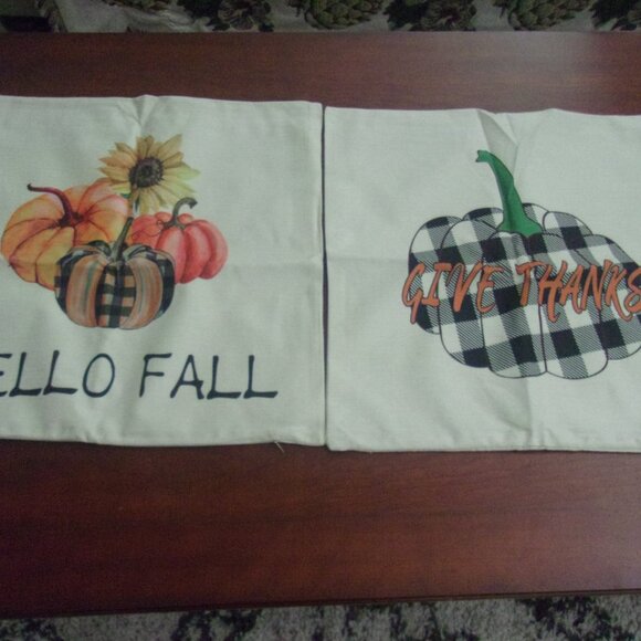 Bundle of 4 Fall/Autumn/Thanksgiving Pillow case covers - Picture 3 of 4